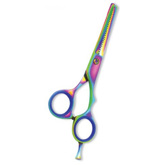 Professional Thinning Scissor. One Blade Teeth and One Blade Razor. Multicolor coating.