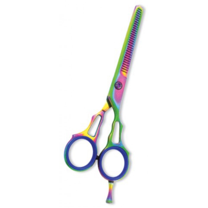 Professional Thinning Scissor. One Blade Teeth and One Blade Razor. Multicolor coating.